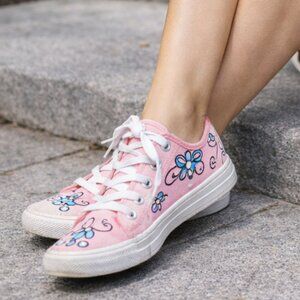 Hot Pink Converse – Hand Painted & One of a Kind Faded Glory